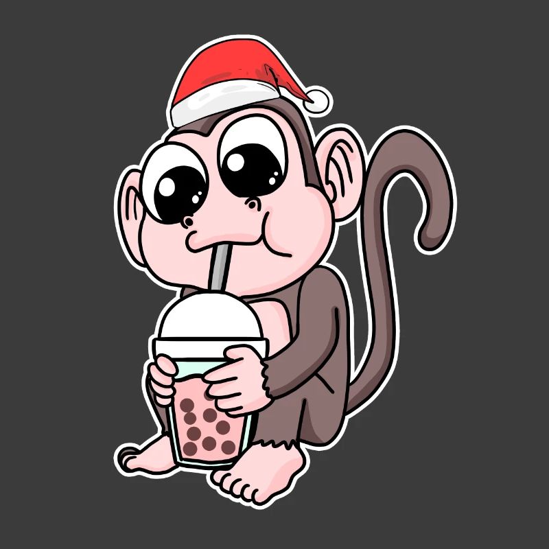 Monkey Christmas Bubble Tea