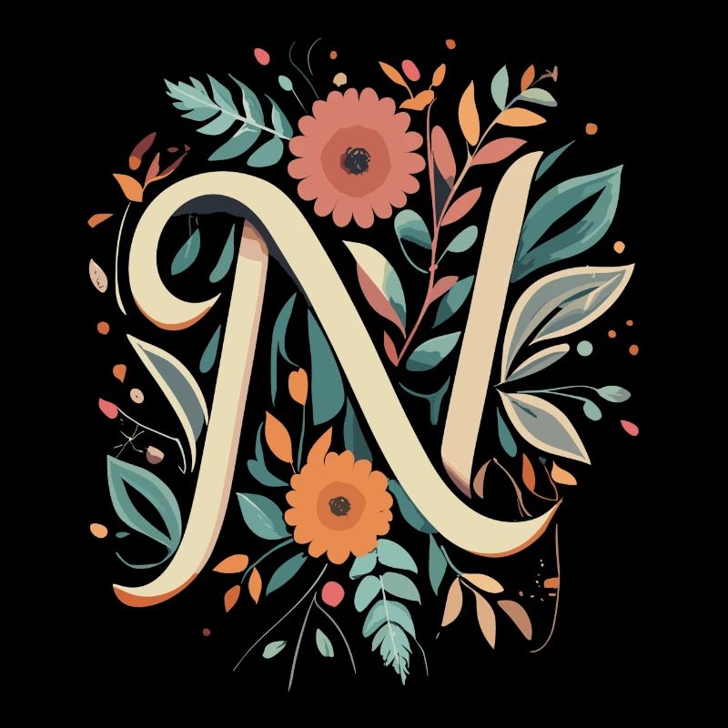 N typographie florale