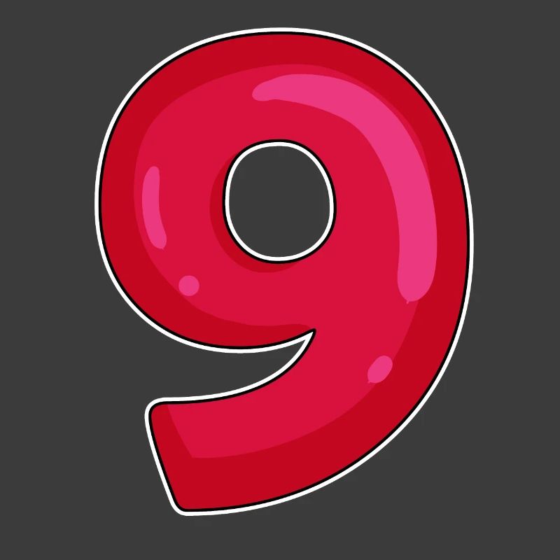 NINE - 9 - Digit red
