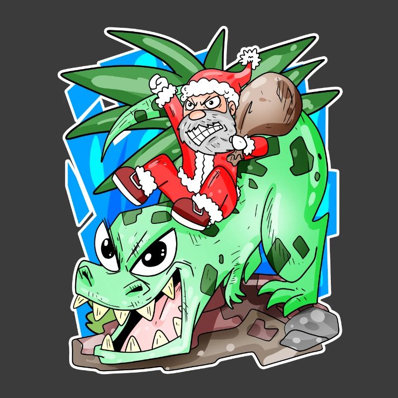 Weihnachtsmann auf Dino
