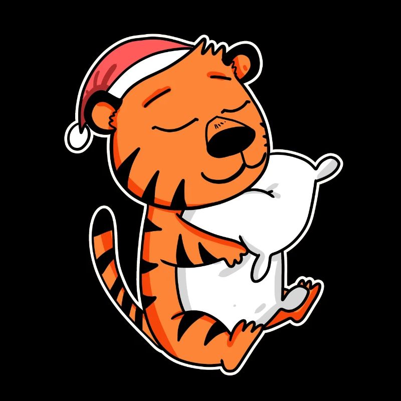 Tiger Niedlich Müde Weihnachten