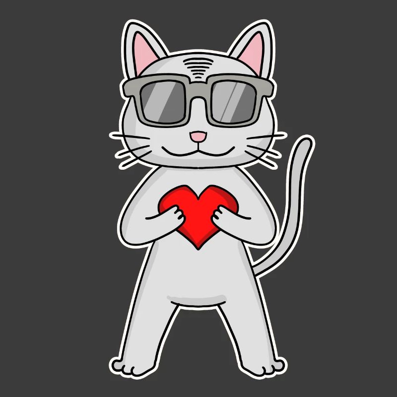 Cat with heart and glasses - Devon Rex