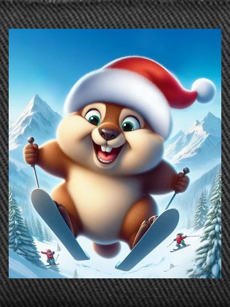 Groundhog Jumping Ski Christmas