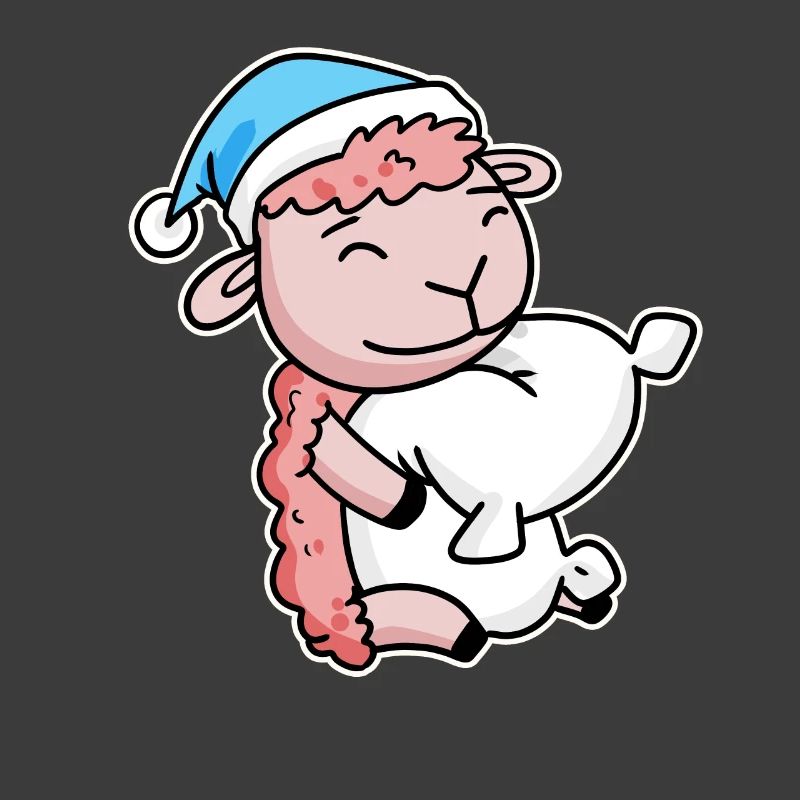Sheep with pillow and sleepy cap
