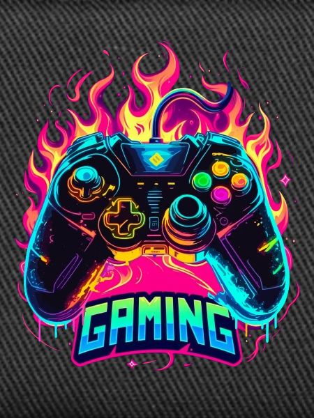 Gaming Controller Flames Art
