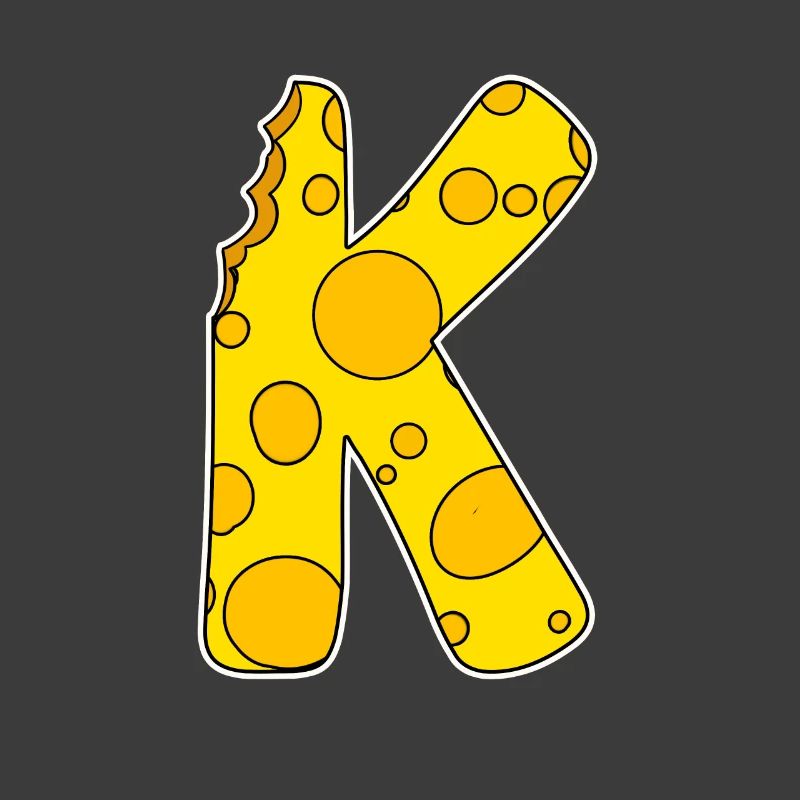 Letter K - Initial Letter K - Cheese Motif