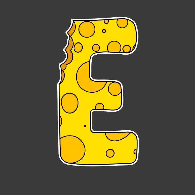 Lettre E - Lettre initiale E - Motif Fromage