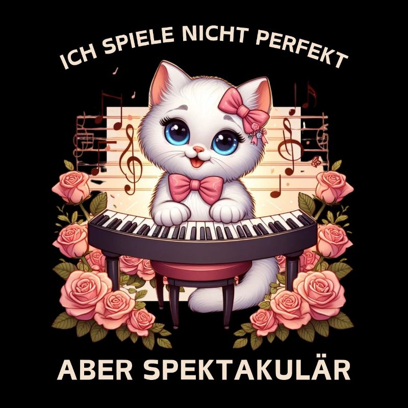Piano chat avec une touche rose