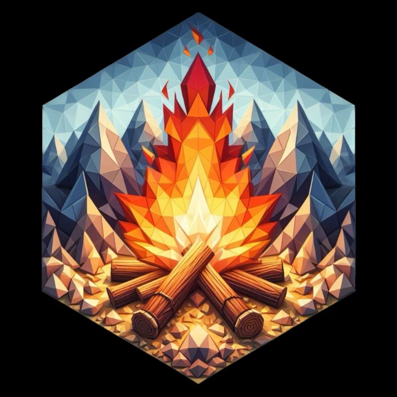 A polygon-style campfire
