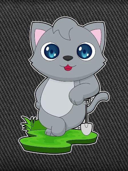 Katze Gärtner Schaufel Garten