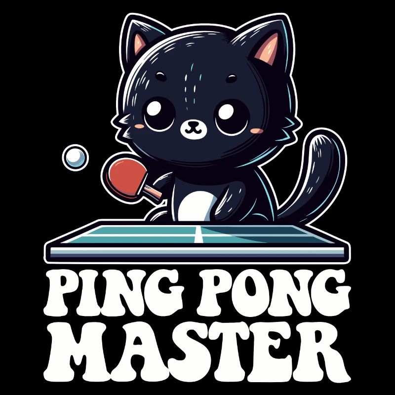 Ping Pong Master Katze Tenue de papa chat noir
