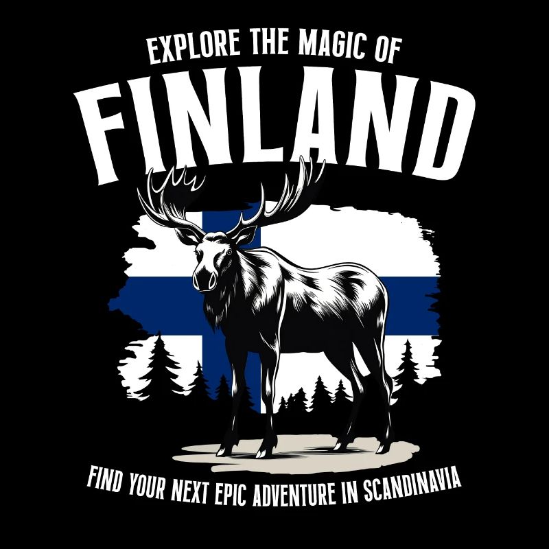 Finland Adventure : L’orignal et le drapeau finlandais