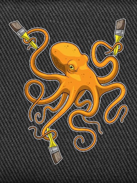 Octopus Painter Brush Painting