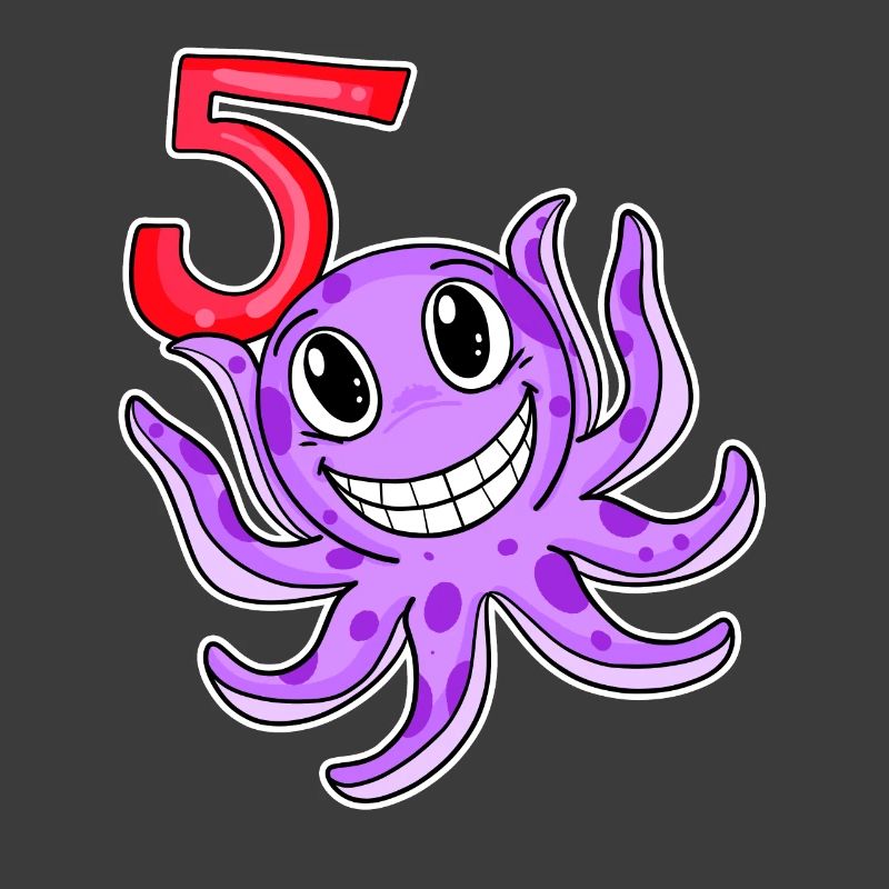 5th Birthday Motif Octopus - Five Years Old