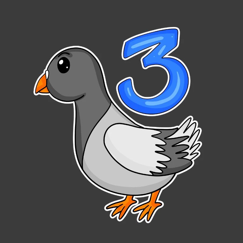 3rd Birthday Motif Dove - Three Years Old
