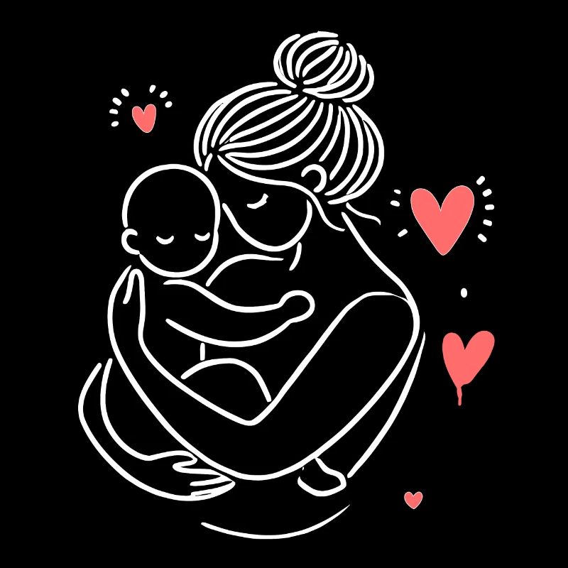 Innige Mutter-Kind-Liebe – Minimalistische Illustr