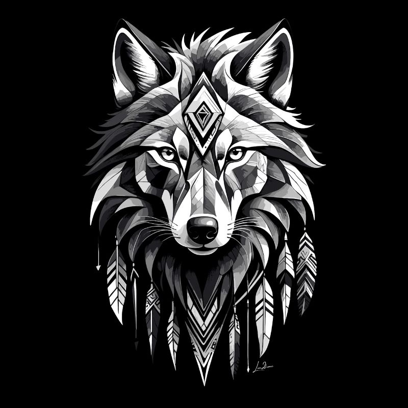 Native American Geometric Wolf