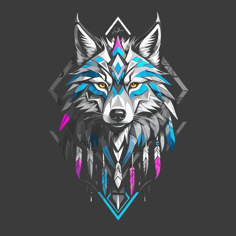 Colorful geometric wolf