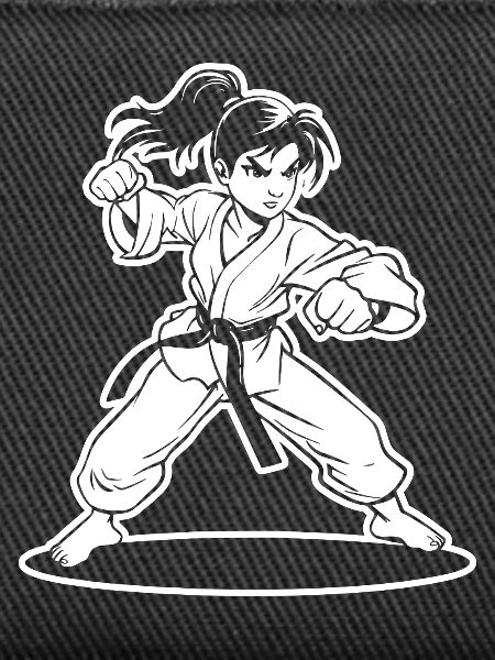 Karate Mädchen Cartoon Stil