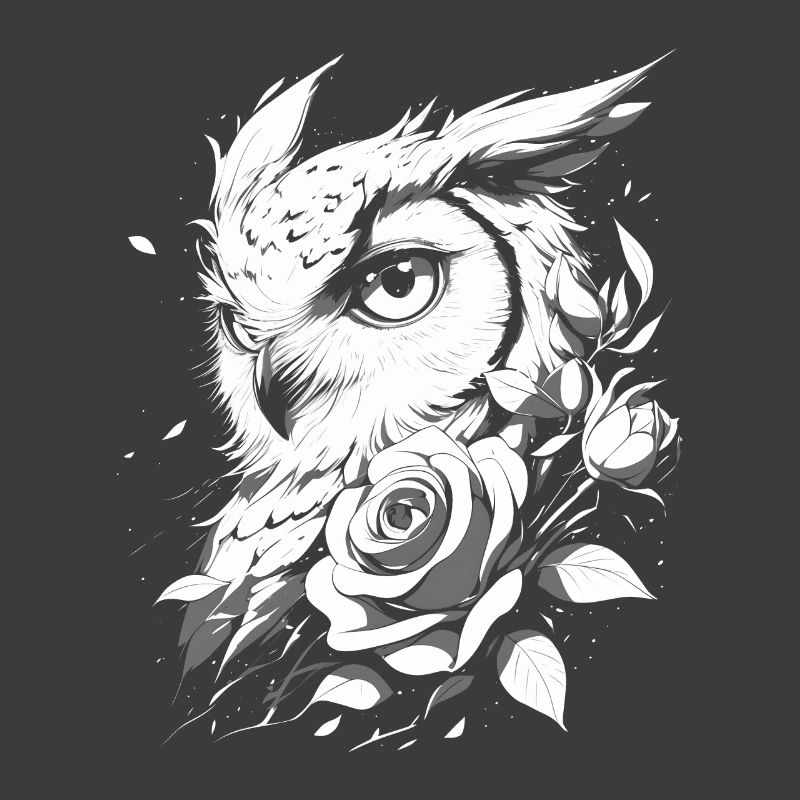 Eule Rose Blumen Ästhetik Nachteule Vogel Geschenk