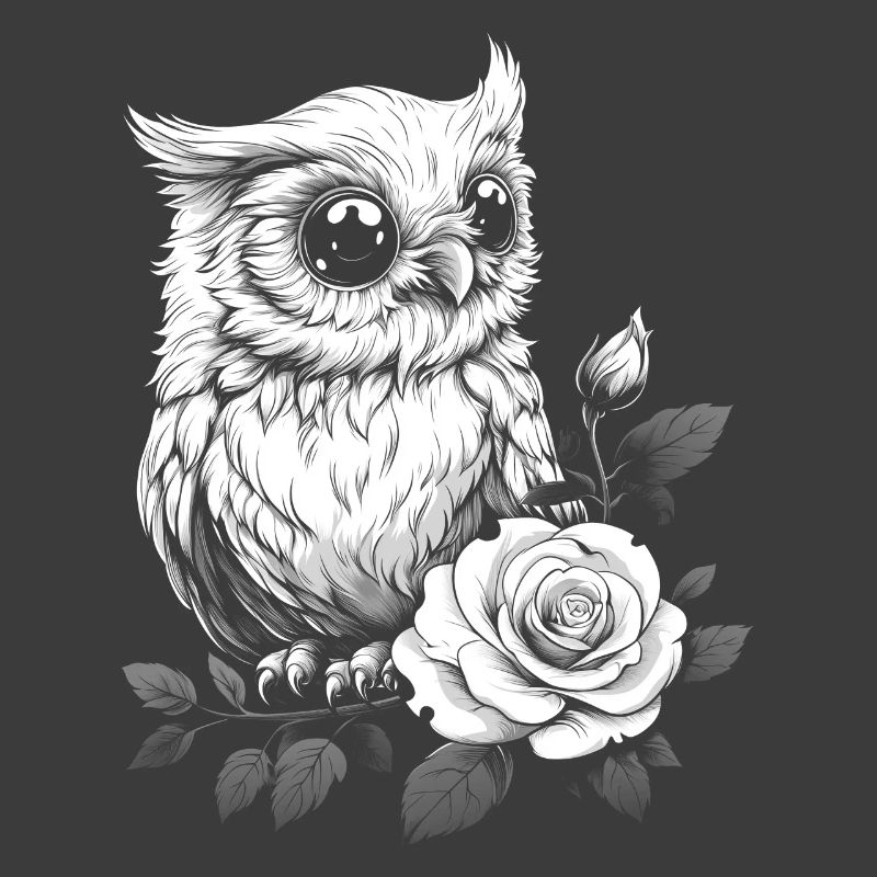 Nachteule Rose Blumen Ästhetik Eule Vogel Geschenk