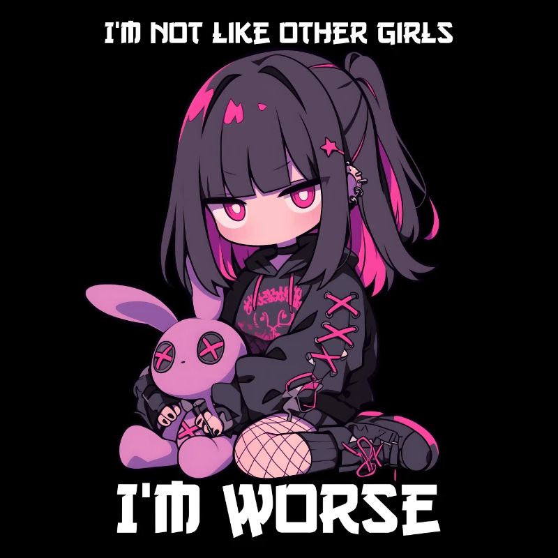Pas comme les autres filles Kawaii Goth Bunny cadeau