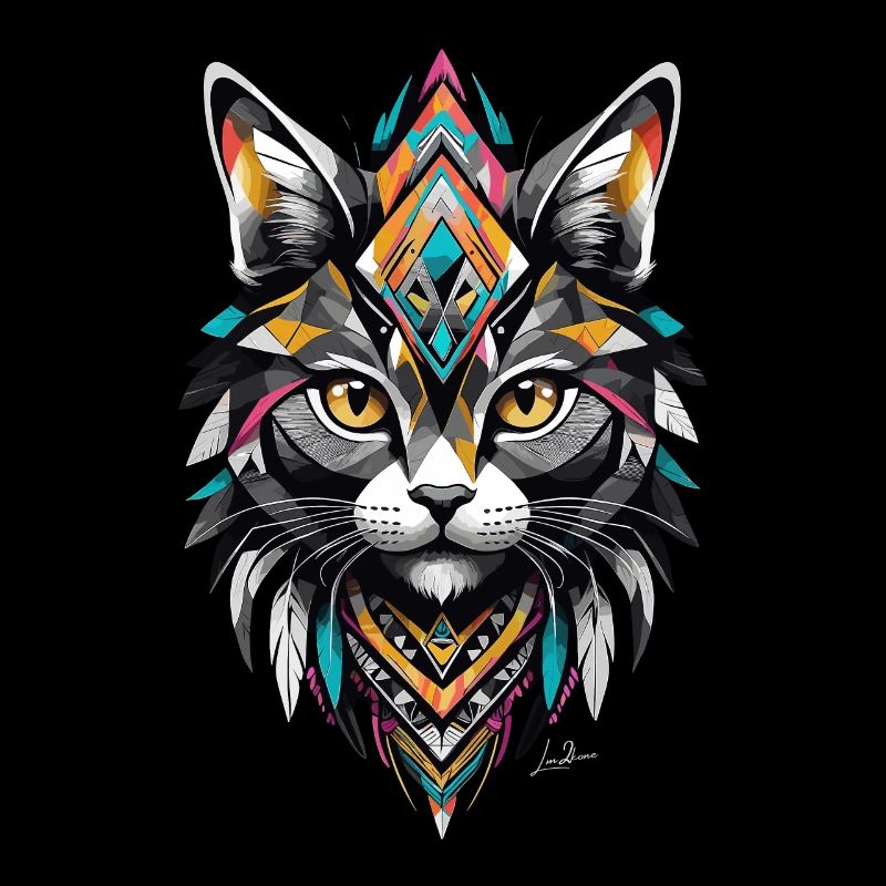 Chat géométrique tribal