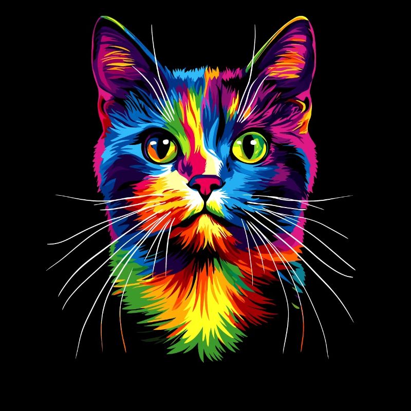 Katze Bunt Regenbogen Farben Popart Cat Mom Katzen