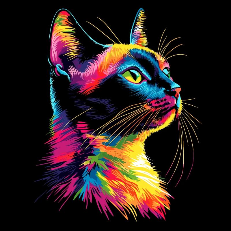 Chat coloré arc-en-ciel couleurs Popart chat maman chats