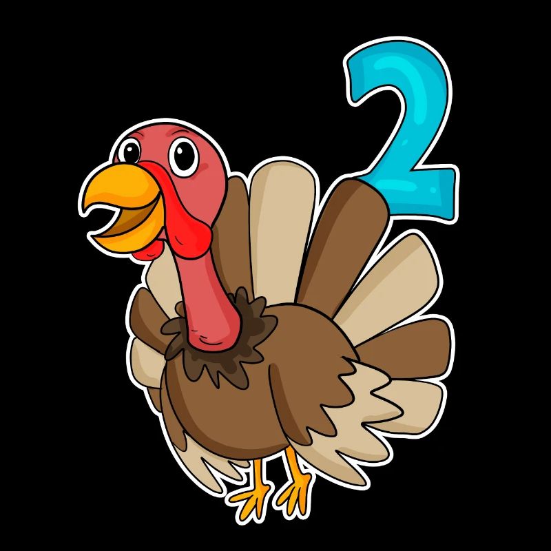 2 Birthday Motif Turkey Bird - Two Years Old
