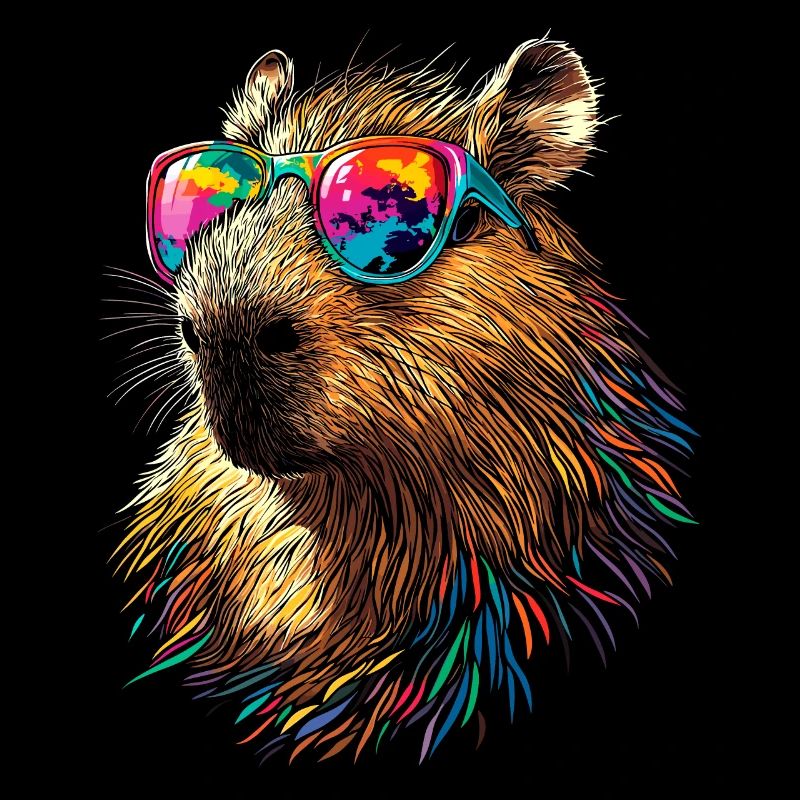 Capybara Sunglasses Colorful Popart Capybara