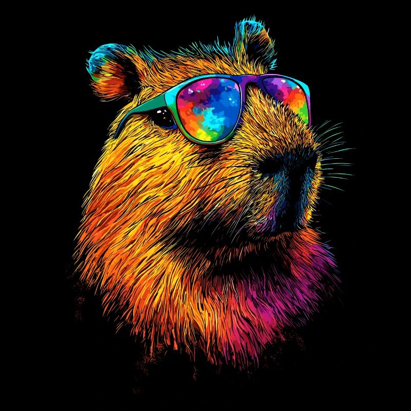 Capybara Sunglasses Colorful Popart Capybara