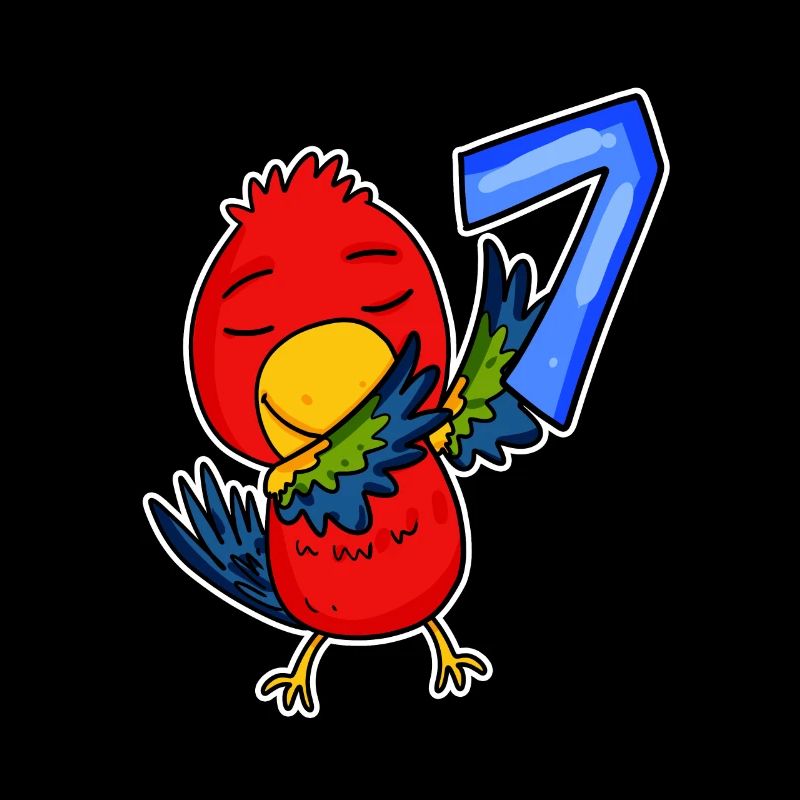 7ème anniversaire motif perroquet - 7 ans