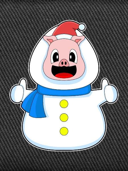 Pig Christmas Snowman