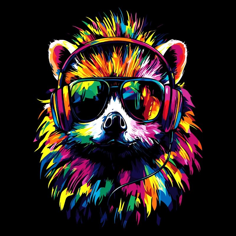 Igel Popart Kopfhörer Sonnenbrille Bunt Süßer Igel