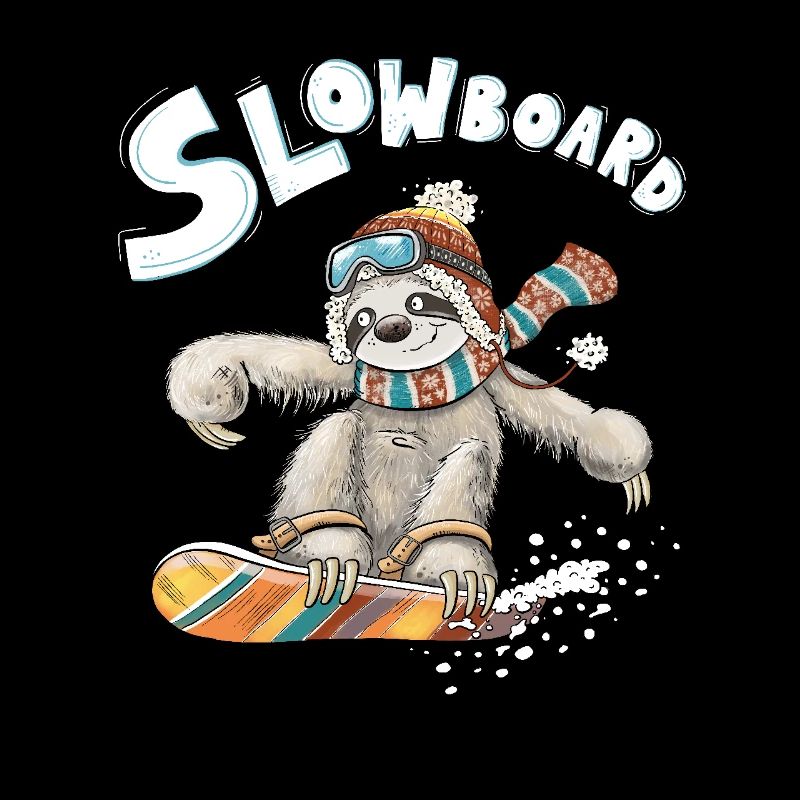 Faultier Snowboard Pun Slowboard Humor Wintersport