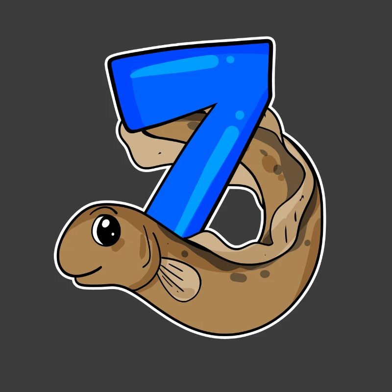 7th Birthday Motif Eelfish - 7 years old