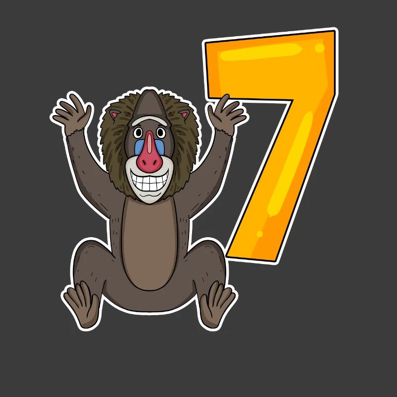 7th Birthday Motif Monkey - 7 years old