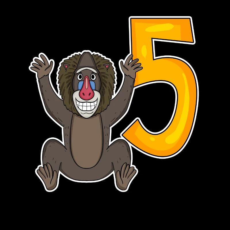 5th Birthday Motif Monkey - 5 years