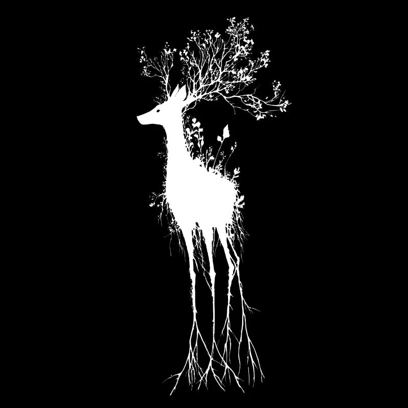 Overgrown Roots Deer Gothic Dark Fantasy Nature