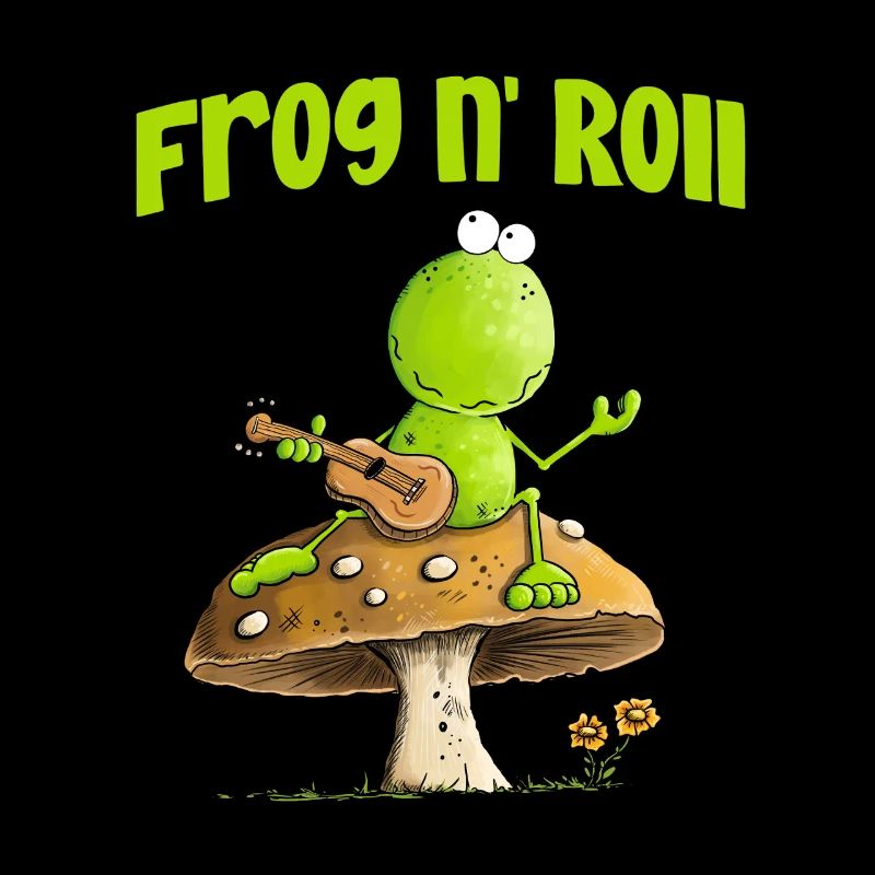 Frog With Activity Guitar Cottagecore Mushroom