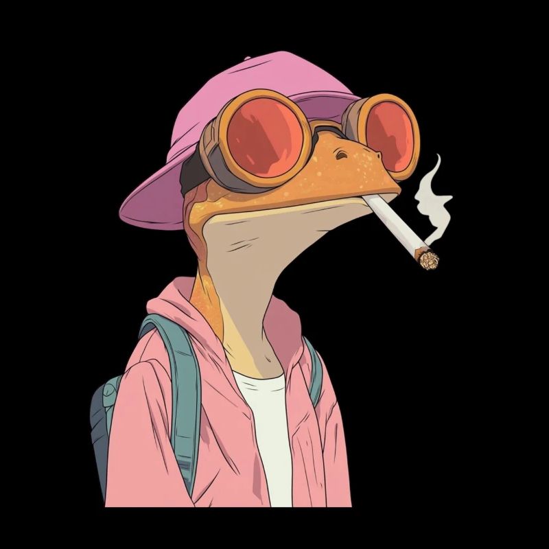 Frog with Hat and Joint - Weed Frog Design