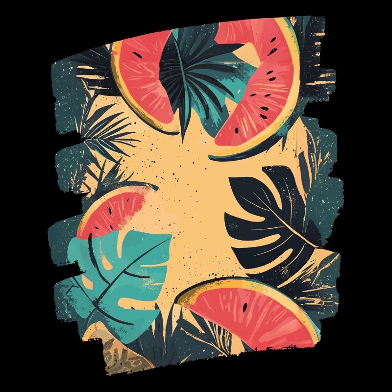 Pastèque d’été et palmiers