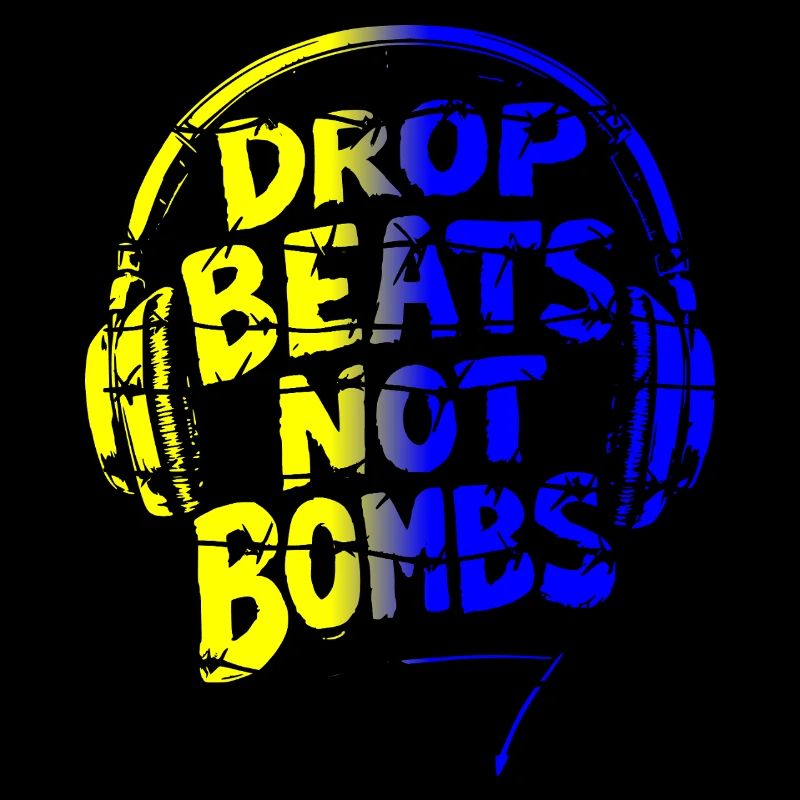 Drop Beats Not Bombs yellow blue