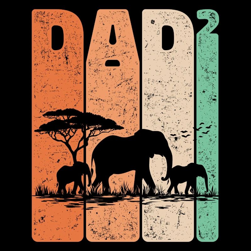 Retro Elefanten Design Dad Hoch 2 Väter Geschenk