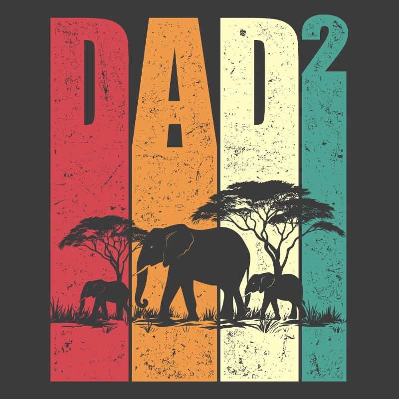 Dad Up Two Elephants Safari Retro Gift