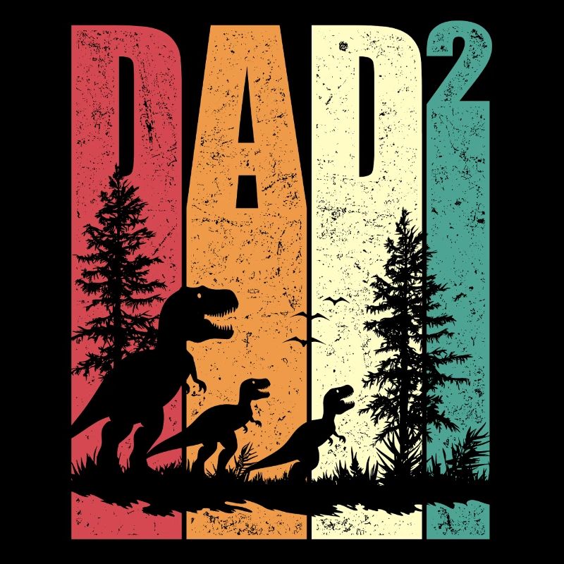 Dino Dad High Two Dad Two Children Father's Day