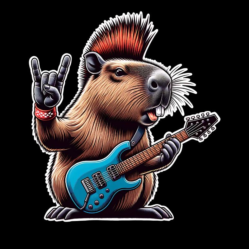Capybara, guitariste de rock and roll