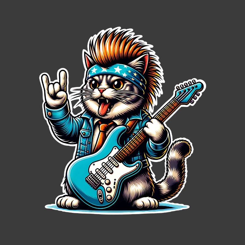 Cat Rock and Roll Guitarist