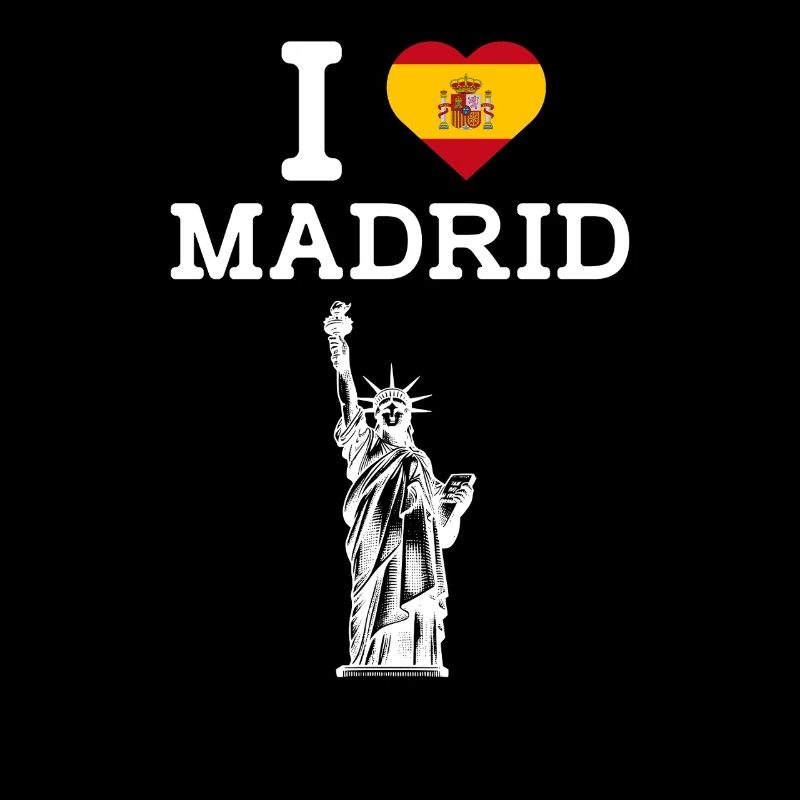 Ich liebe Madrid Coole Freiheitsstatue Herz Flagge